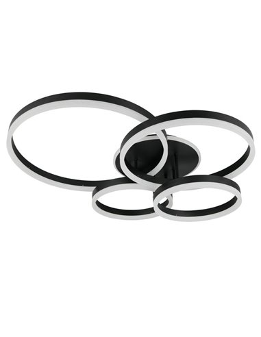Plafón de techo DRAKE varios círculos 50W 5850lm, regulable 2700 - 6500K 80x70cm IP20 Negro