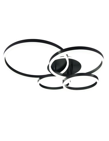 Plafonnier DRAKE avec cercles variés 50 W 5 850 lm, intensité variable 2 700 - 6 500 K 80 x 70 cm IP20 Noir