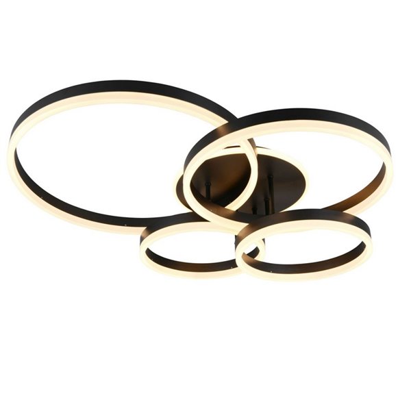 Luminária de teto DRAKE com vários círculos 50W 5850lm, regulável 2700 - 6500K 80x70cm IP20 preta