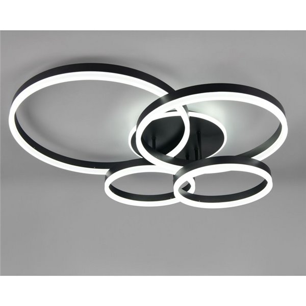 Plafón de techo DRAKE varios círculos 50W 5850lm, regulable 2700 - 6500K 80x70cm IP20 Negro