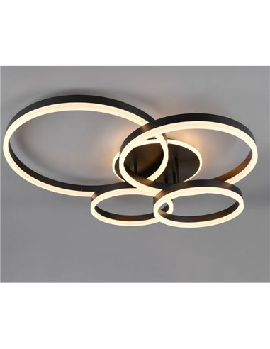 Plafón de techo DRAKE varios círculos 50W 5850lm, regulable 2700 - 6500K 80x70cm IP20 Negro