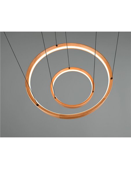 Lámpara de techo LYNWOOD 2 luces, 60cm diámetro, altura ajustable 37W 4300lm, luz cálida 3000K IP20