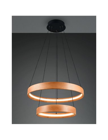 Lámpara de techo LYNWOOD 2 luces, 60cm diámetro, altura ajustable 37W 4300lm, luz cálida 3000K IP20