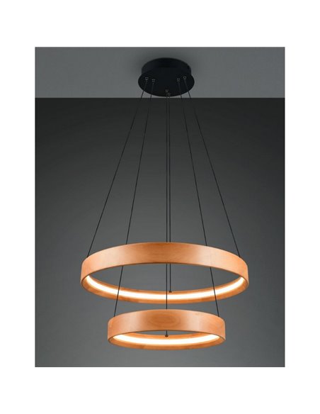 Lámpara de techo LYNWOOD 2 luces, 60cm diámetro, altura ajustable 37W 4300lm, luz cálida 3000K IP20