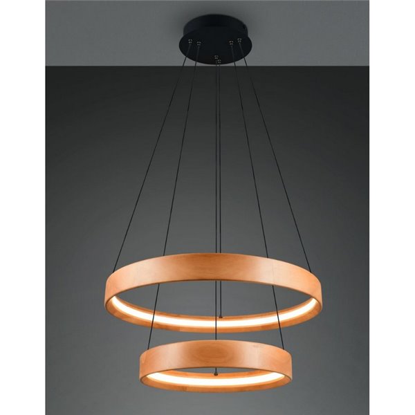 Lámpara de techo LYNWOOD 2 luces, 60cm diámetro, altura ajustable 37W 4300lm, luz cálida 3000K IP20