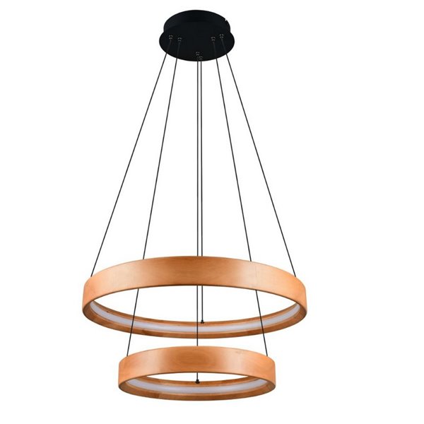 Lámpara de techo LYNWOOD 2 luces, 60cm diámetro, altura ajustable 37W 4300lm, luz cálida 3000K IP20