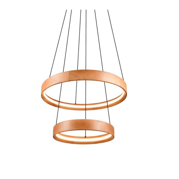 Lámpara de techo LYNWOOD 2 luces, 60cm diámetro, altura ajustable 37W 4300lm, luz cálida 3000K IP20