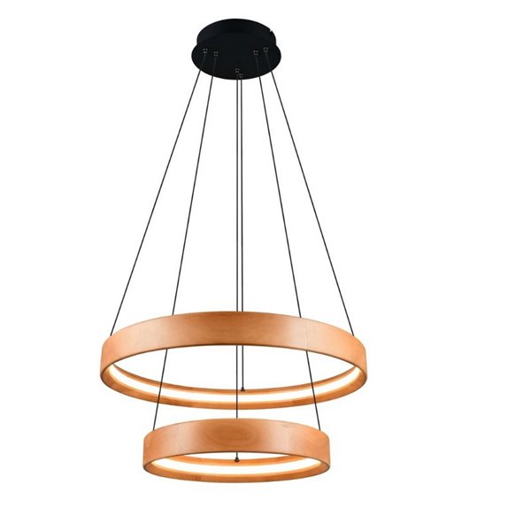 Lámpara de techo LYNWOOD 2 luces, 60cm diámetro, altura ajustable 37W 4300lm, luz cálida 3000K IP20