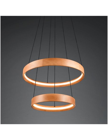 Lámpara de techo LYNWOOD 2 luces, 60cm diámetro, altura ajustable 37W 4300lm, luz cálida 3000K IP20