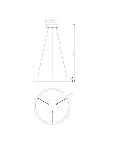 Lámpara de techo LYNWOOD, 50cm diámetro, altura ajustable 28W 3300lm, luz cálida 3000K IP20