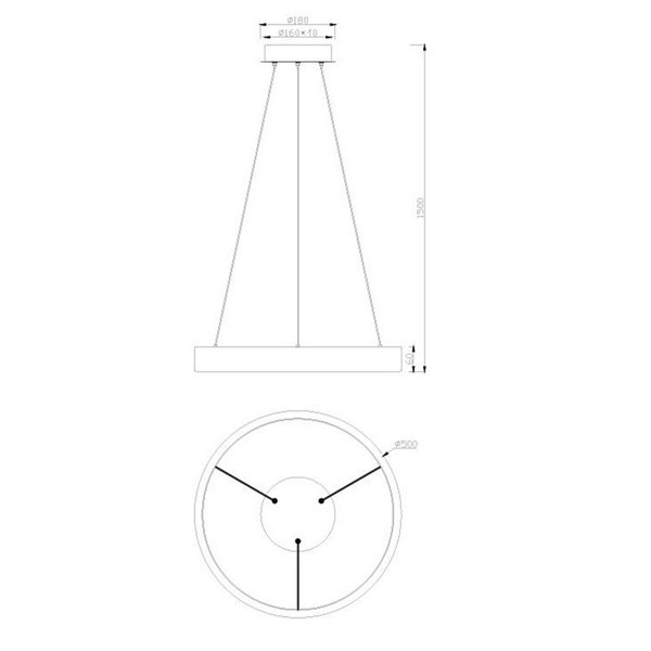 Lámpara de techo LYNWOOD, 50cm diámetro, altura ajustable 28W 3300lm, luz cálida 3000K IP20