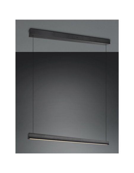 Luminária de teto LED WALLACE, altura ajustável, 29 W, 3500 lm, 2300 + 3000 + 4000 K, IP20, preta