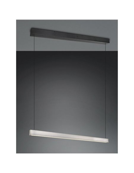 Plafonnier LED linéaire WALLACE, dimmable, hauteur 29 W, 3 500 lm, 2 300 + 3 000 + 4 000 K, IP20, nickel