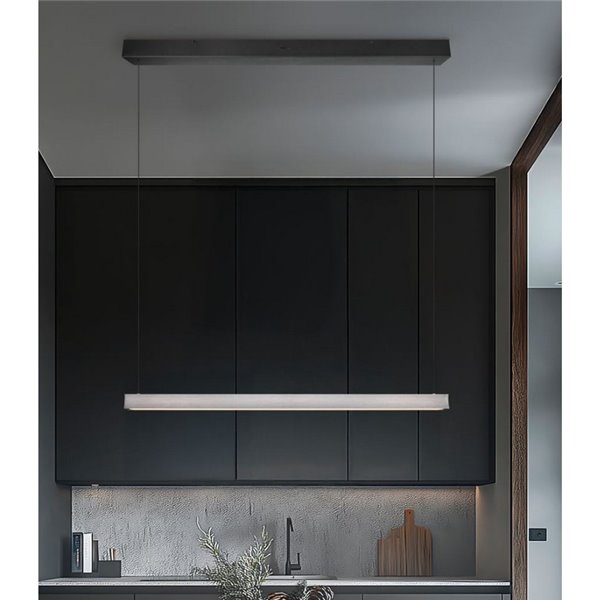 Plafonnier LED linéaire WALLACE, dimmable, hauteur 29 W, 3 500 lm, 2 300 + 3 000 + 4 000 K, IP20, nickel