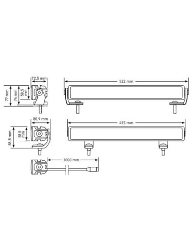 Barra de LED com farol alto e luz de posição Branco e Âmbar 62W ECE (105W Boost) 1FE 357 666-021 Hella
