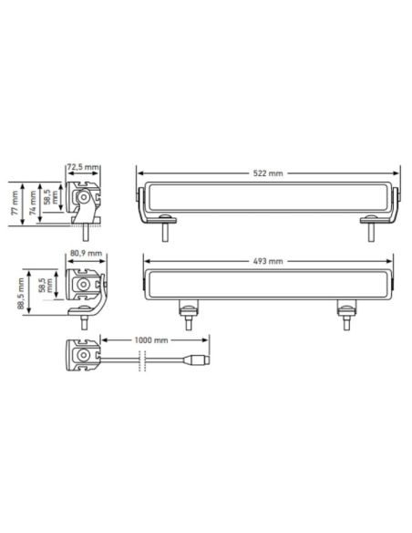 Barra de LED com farol alto e luz de posição Branco e Âmbar 62W ECE 1FE 357 666-031 Hella