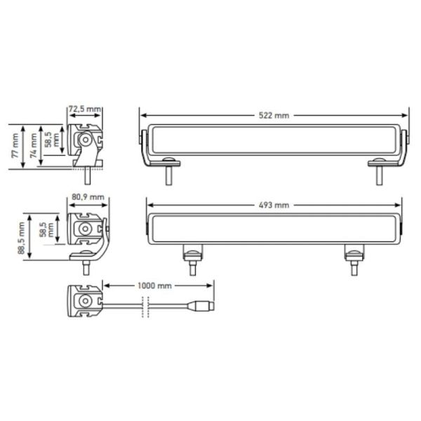 Barra de LED com farol alto e luz de posição Branco e Âmbar 62W ECE 1FE 357 666-031 Hella