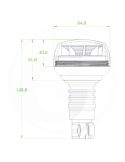 Medidas Rotativo LED Ámbar Mini 12/24V con Luz Giratoria y Doble Destello IP66 | 148mm y Ø84mm