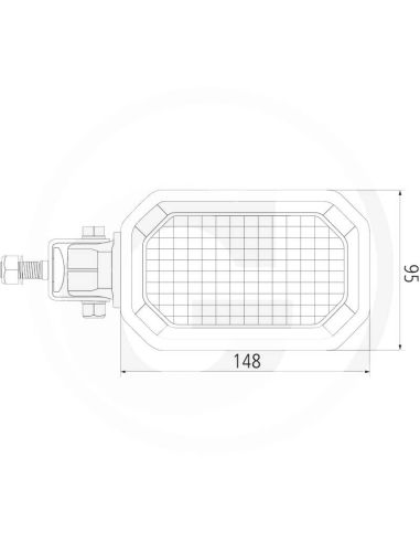 Medidas Luz de trabalho LED retangular 36W 3600Lm 10-30V IP67/IP6K9K Compatível com Fendt, Case, Valtra, New Holland, Fiat