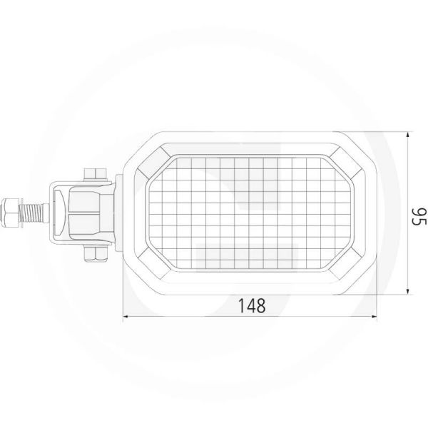 Medidas Luz de trabalho LED retangular 36W 3600Lm 10-30V IP67/IP6K9K Compatível com Fendt, Case, Valtra, New Holland, Fiat