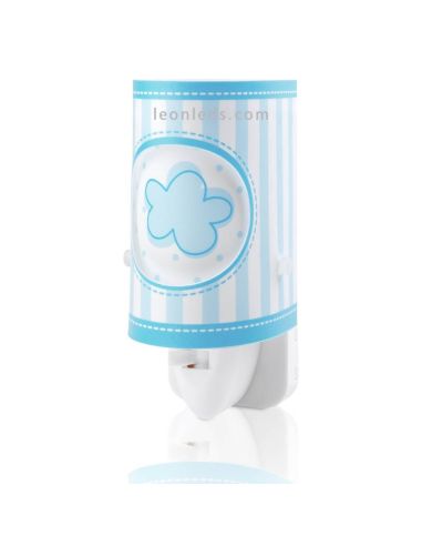 Luz Quitamiedos LED para Enchufe Azul Nubes y Rayas Sweet Light 632232L | LeonLeds Iluminación Infantil