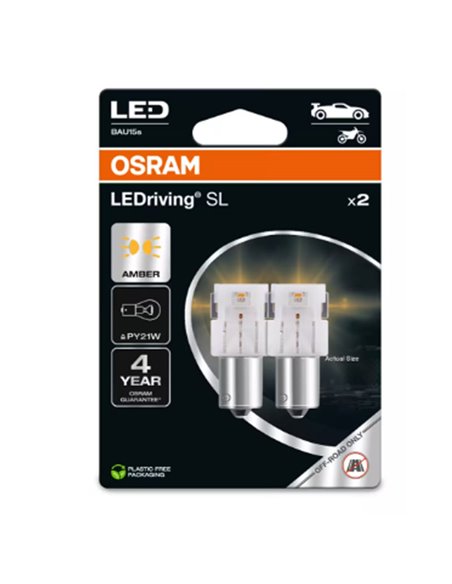 Pack de 2 bombillas LED intermitentes compatible con PY21W LEDriving SL BAU15s, Amber ,1,3W, 7507DYP-2BL