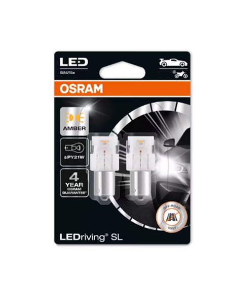 Lot de 2 ampoules clignotantes LED compatibles avec PY21W LEDriving SL BAU15s, Ambre, 1,3W, 7507DYP-2BL