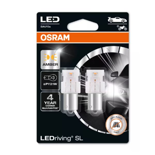 Lot de 2 ampoules clignotantes LED compatibles avec PY21W LEDriving SL BAU15s, Ambre, 1,3W, 7507DYP-2BL