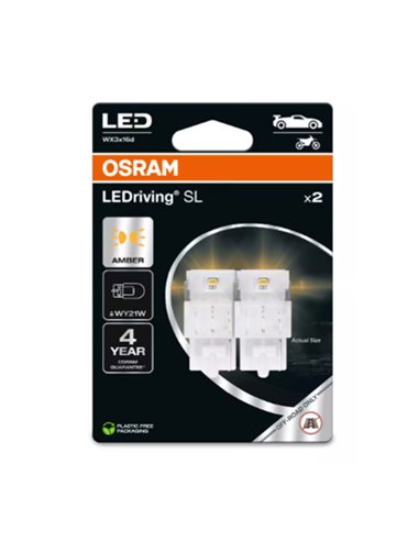 Pack de 2 bombillas LED intermitentes compatible para el WY21W LEDriving® SL WX3x16d, Amber ,1,3W, 7504DYP-2BL