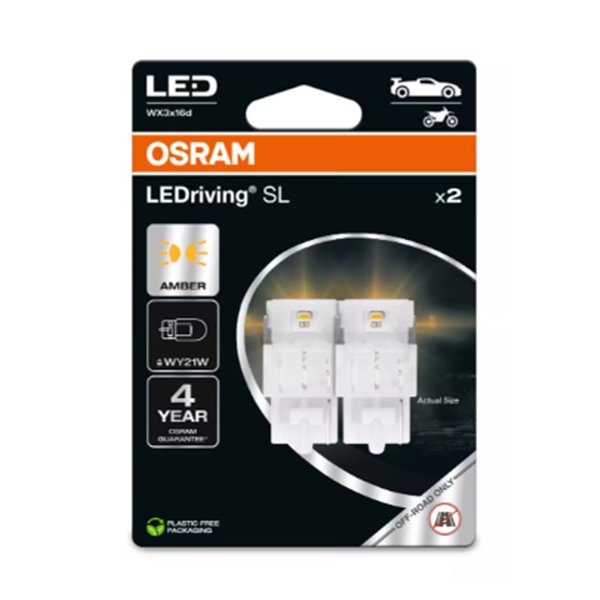 Pack de 2 bombillas LED intermitentes compatible para el WY21W LEDriving® SL WX3x16d, Amber ,1,3W, 7504DYP-2BL