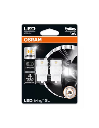 Pack de 2 bombillas LED intermitentes compatible para el WY21W LEDriving® SL WX3x16d, Amber ,1,3W, 7504DYP-2BL