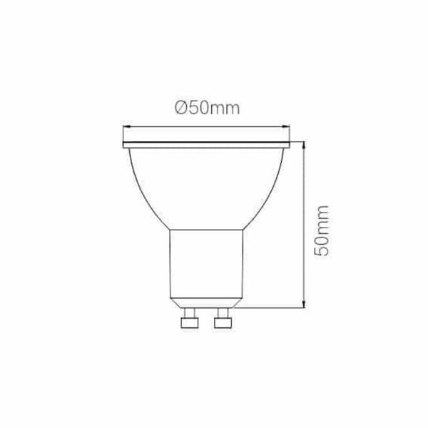 Medidas Lâmpada LED GU10 Estreita Regulável 7 W GU10 – Feixe ultra-focal 15º – 2700K ou 3000K