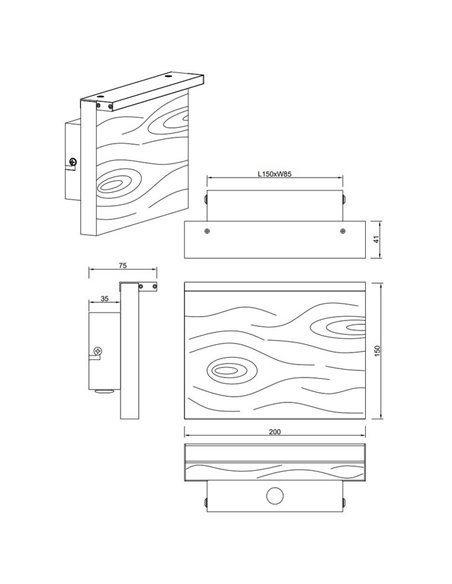Aplique de pared LED KALEA pequeño 20cm madera natural 7,5W 800lm 3000K IP20