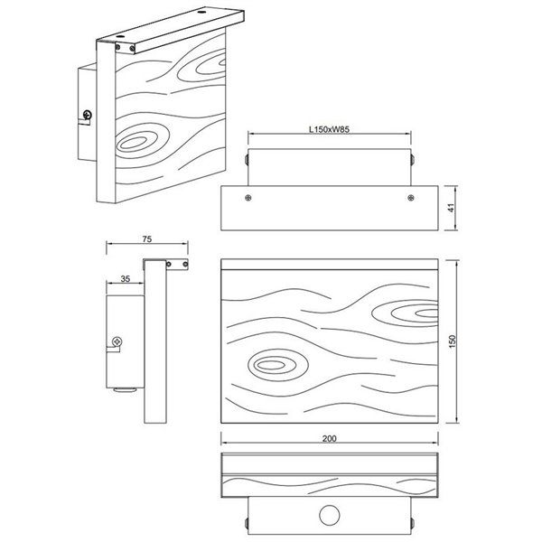 Petite applique LED KALEA, 20 cm, bois naturel, 7,5 W, 800 lm, 3 000 K, IP20