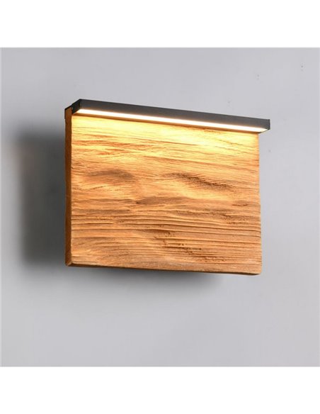Petite applique LED KALEA, 20 cm, bois naturel, 7,5 W, 800 lm, 3 000 K, IP20