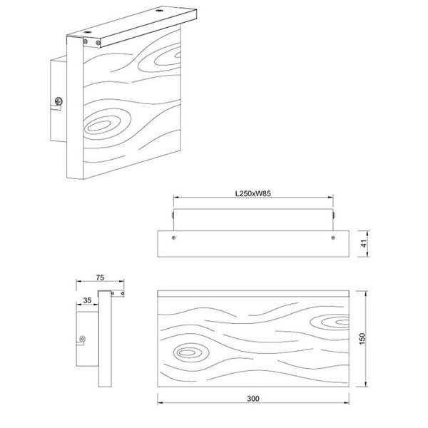 Aplique de pared LED KALEA grande 30cm madera natural 13W 1450lm 3000K IP20