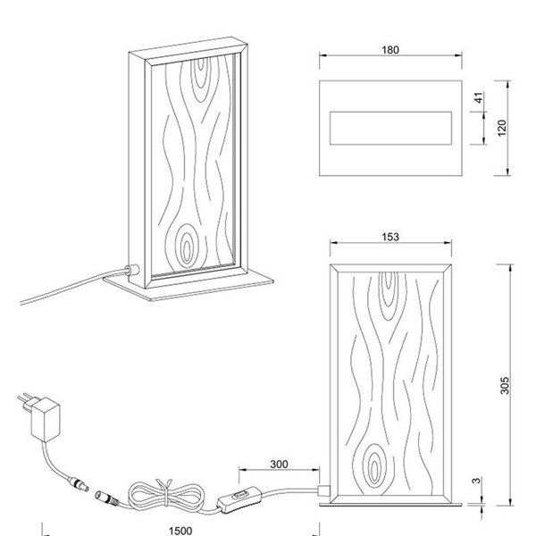 Luminária de mesa LED KALEA, madeira natural, 10,5 W, 1150 lm, 3000 K, IP20