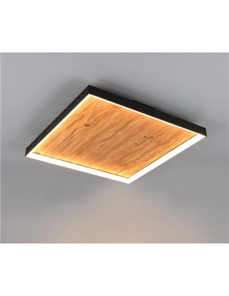 Plafón de techo LED cuadrado 45x45cm KALEA madera natural 41W 4800lm 3000K IP20