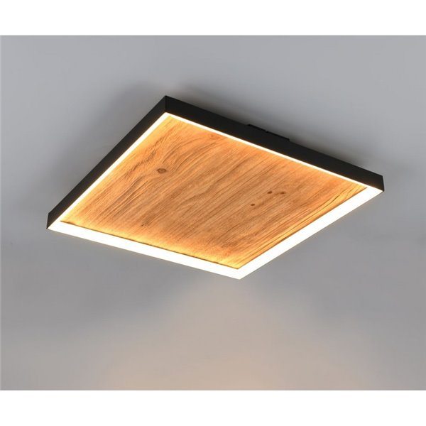 Plafonnier LED carré 45x45cm KALEA bois naturel 41W 4800lm 3000K IP20
