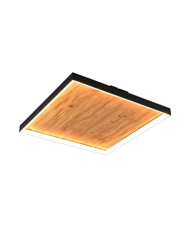 Plafonnier LED carré 45x45cm KALEA bois naturel 41W 4800lm 3000K IP20