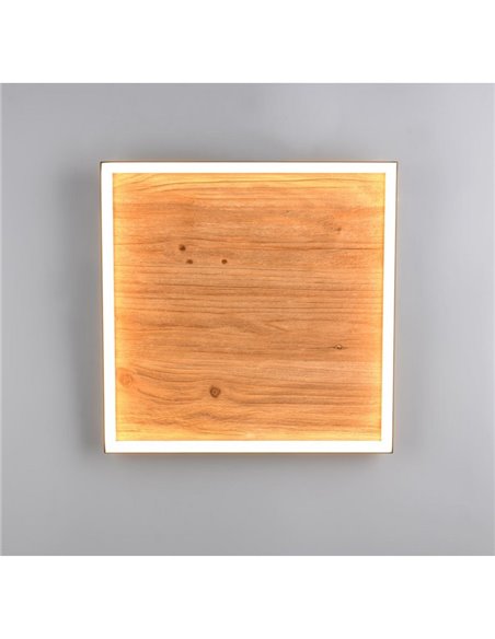 Plafonnier LED carré 45x45cm KALEA bois naturel 41W 4800lm 3000K IP20