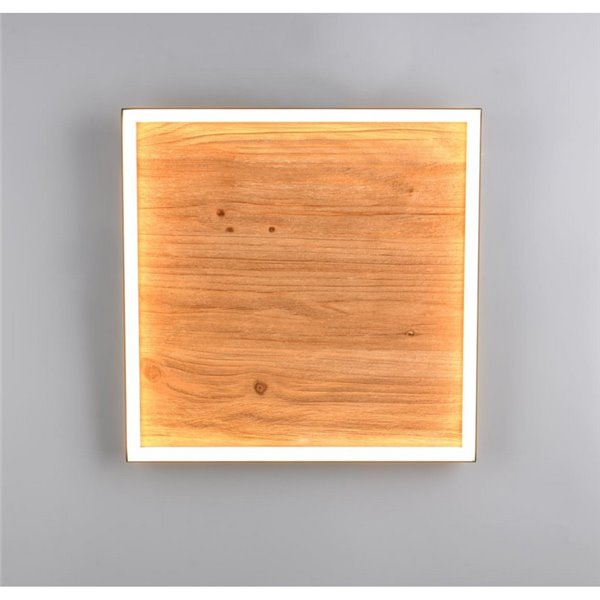 Plafonnier LED carré 45x45cm KALEA bois naturel 41W 4800lm 3000K IP20