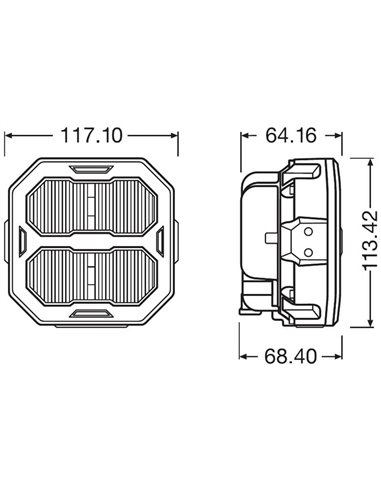 Faro LED cuadrado de proximidad LEDriving® Cube PX2500 Ultra Wide, LEDPWL 101-UW, alcance 55m, 6000K, 27W, 12/24V