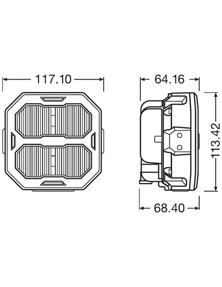 Faro LED cuadrado de proximidad LEDriving® Cube PX2500 Ultra Wide, LEDPWL 101-UW, alcance 55m, 6000K, 27W, 12/24V