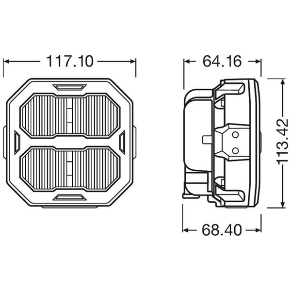 Faro LED cuadrado de proximidad LEDriving® Cube PX2500 Ultra Wide, LEDPWL 101-UW, alcance 55m, 6000K, 27W, 12/24V