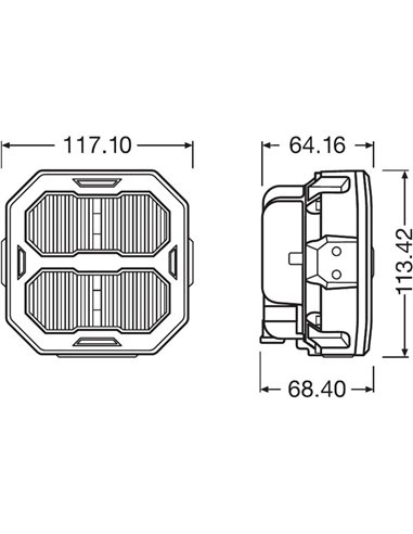 Luminária de Proximidade LED LEDriving® Cube PX3500 Ultra Wide Square, LEDPWL 102-UW, Feixe de 65 m, 6000 K, 33 W, 12/24 V