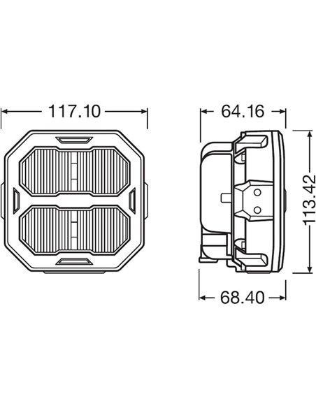 Faro LED cuadrado de proximidad LEDriving® Cube PX3500 Ultra Wide, LEDPWL 102-UW, alcance 65m, 6000K, 33W, 12/24V
