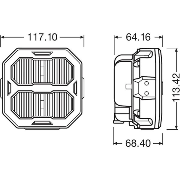 Faro LED cuadrado de proximidad LEDriving® Cube PX3500 Ultra Wide, LEDPWL 102-UW, alcance 65m, 6000K, 33W, 12/24V
