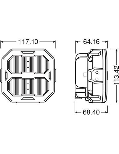 Luminária de Proximidade LED LEDriving® Cube PX4500 Quadrada Ultra Larga, LEDPWL 103-UW, Feixe de 70 m, 6000 K, 45 W, 12/24 V