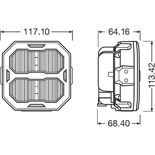 Faro LED cuadrado de proximidad LEDriving® Cube PX4500 Ultra Wide, LEDPWL 103-UW, alcance 70m, 6000K, 45W, 12/24V
